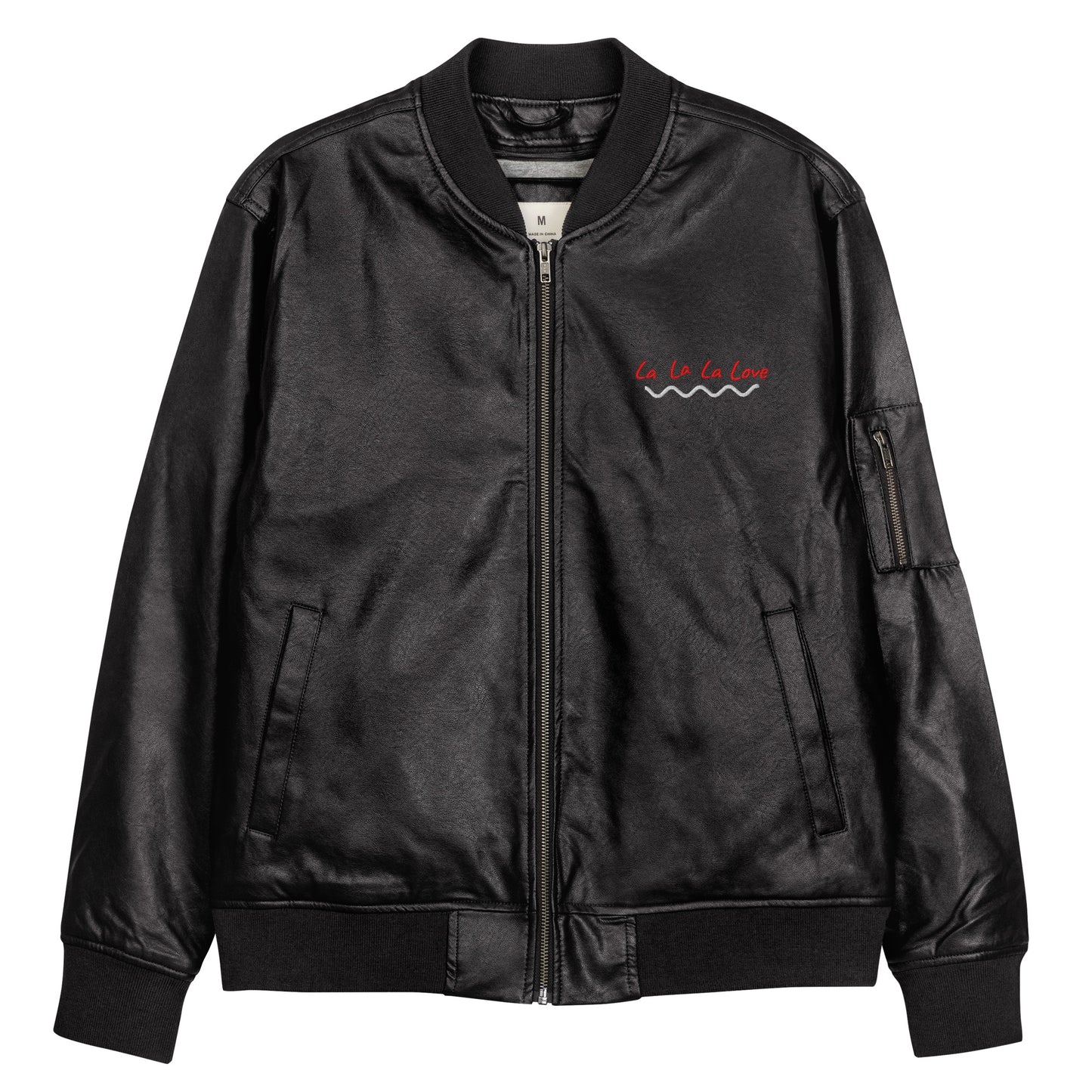 Men's Faux Leather Bomber Jacket