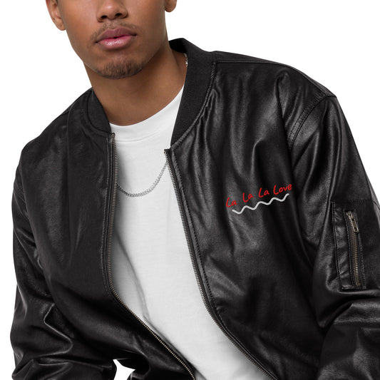 Men's Faux Leather Bomber Jacket