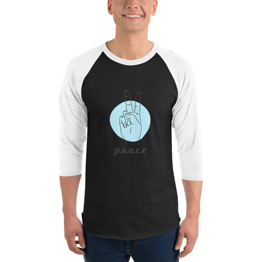 Men's 3/4 Sleeve Raglan Shirt Black White